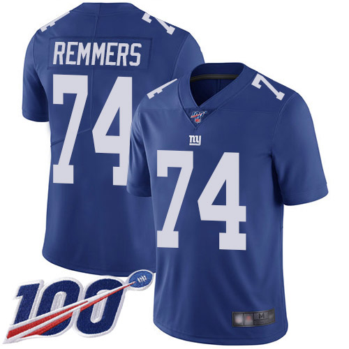 Men New York Giants #74 Mike Remmers Royal Blue Team Color Vapor Untouchable Limited Player 100th Season Football NFL Jersey